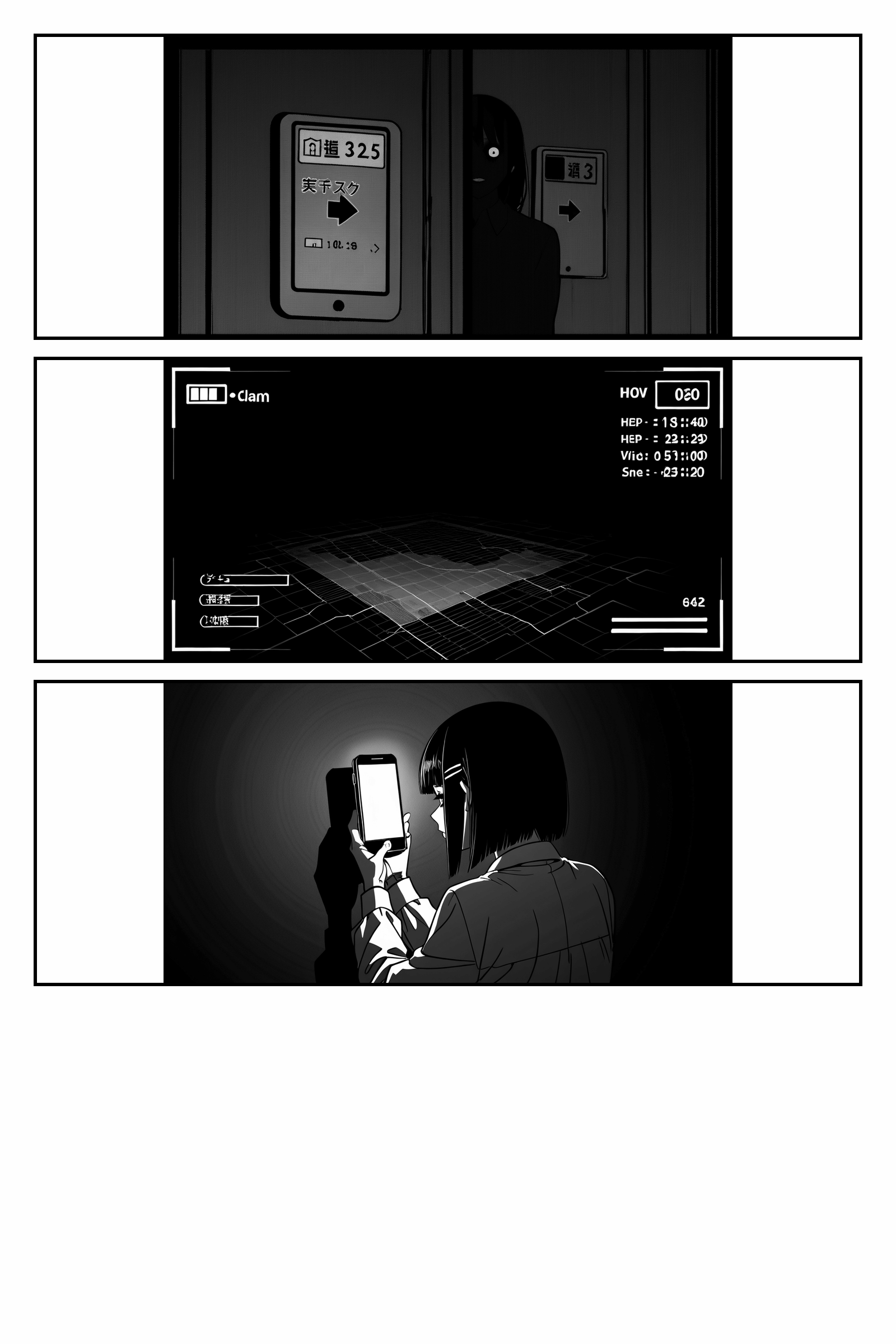 5ページ目（最終）: 01:11、二つのピンが重なり距離0m——それは楓の真後ろにいる